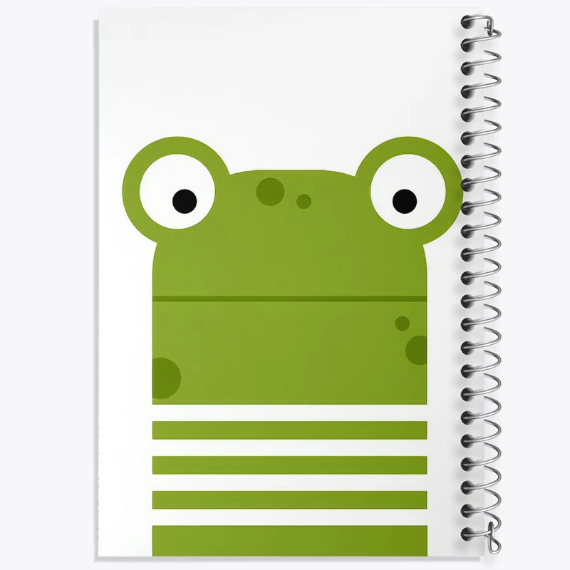 دفتر ژورنال نویسی 50 برگ خندالو مدل نقطه ای طرح قورباغه بامزه کد F3165