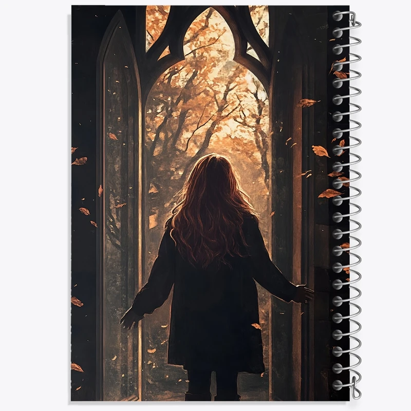 دفتر ژورنال نویسی 50 برگ خندالو مدل نقطه ای طرح دختر و پاییز کد N6966