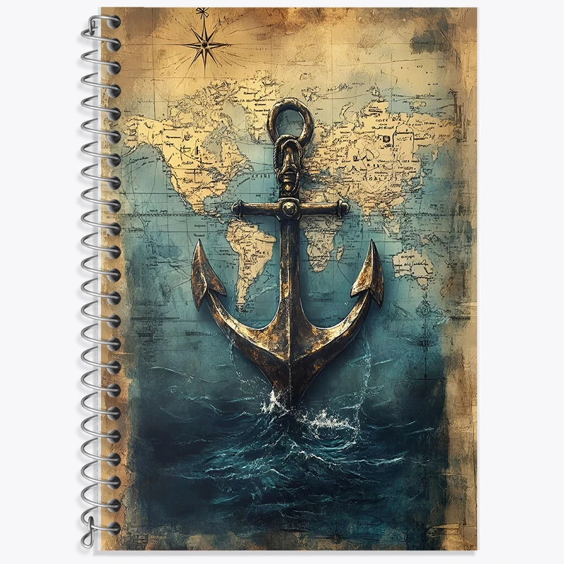 دفتر نت موسیقی 50 برگ خندالو طرح لنگرقدیمی کشتی کد F13798