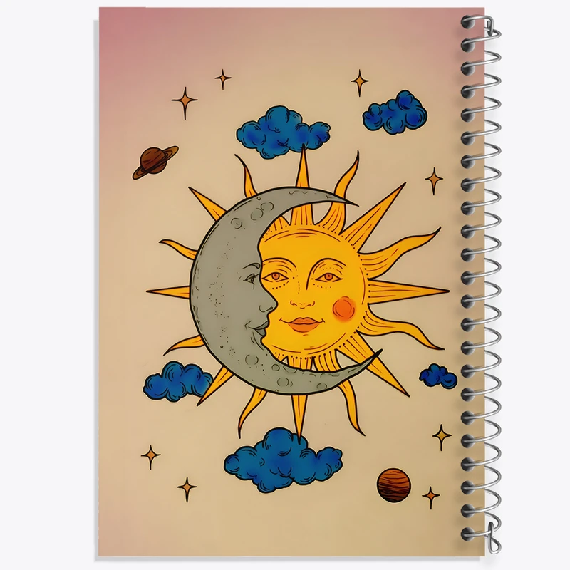 دفتر مشق 50 برگ خندالو طرح ماه و خورشید کد F4927