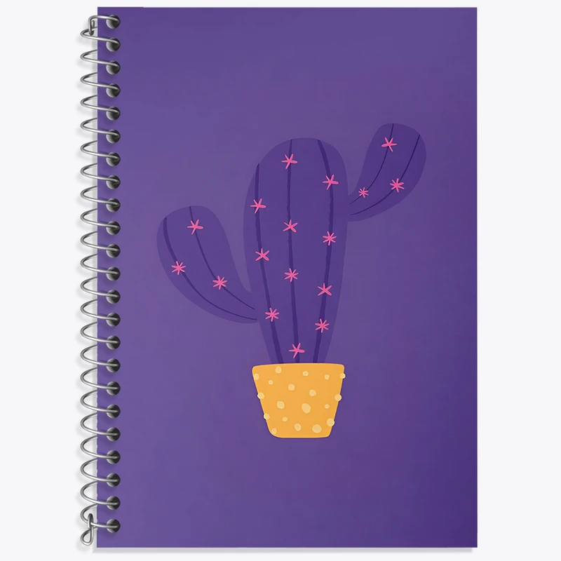 دفتر زبان 50 برگ خندالو طرح کاکتوس بنفش کد F3726