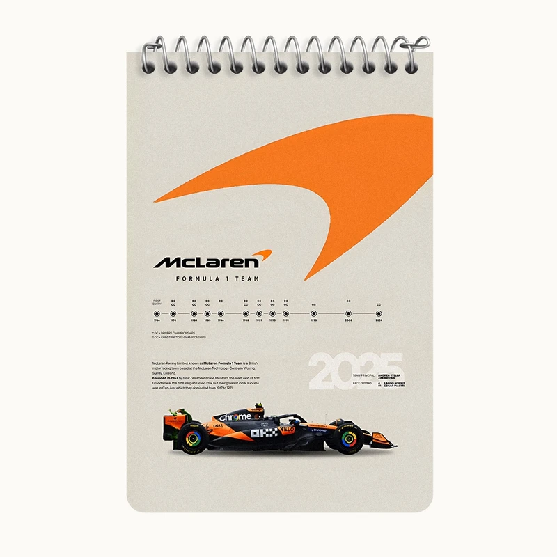 دفتر یادداشت 50 برگ خندالو طرح مک لارن (McLaren) کد F13493