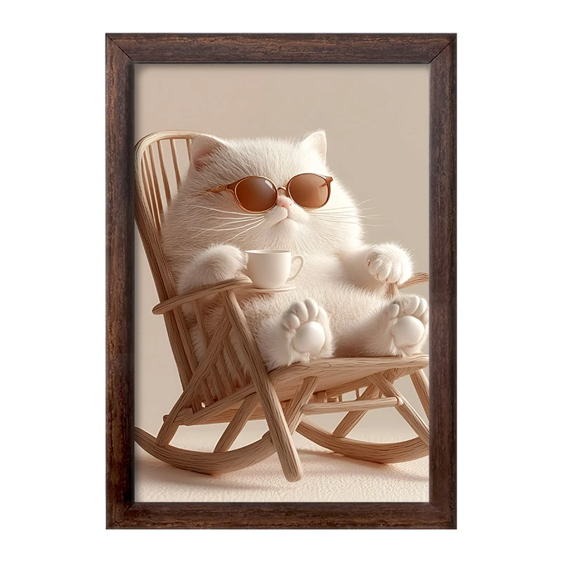 تابلو خندالو طرح گربه سفید چاق کد F10724