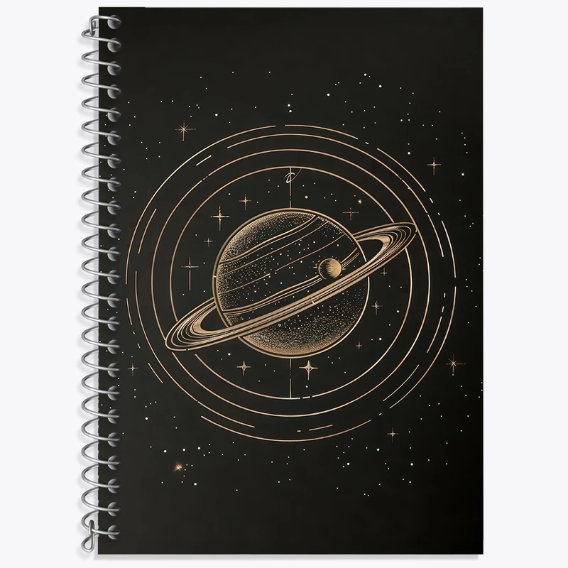 دفتر زبان 50 برگ خندالو مدل سه خط طرح سیاره زحل مینیمال کد F3085