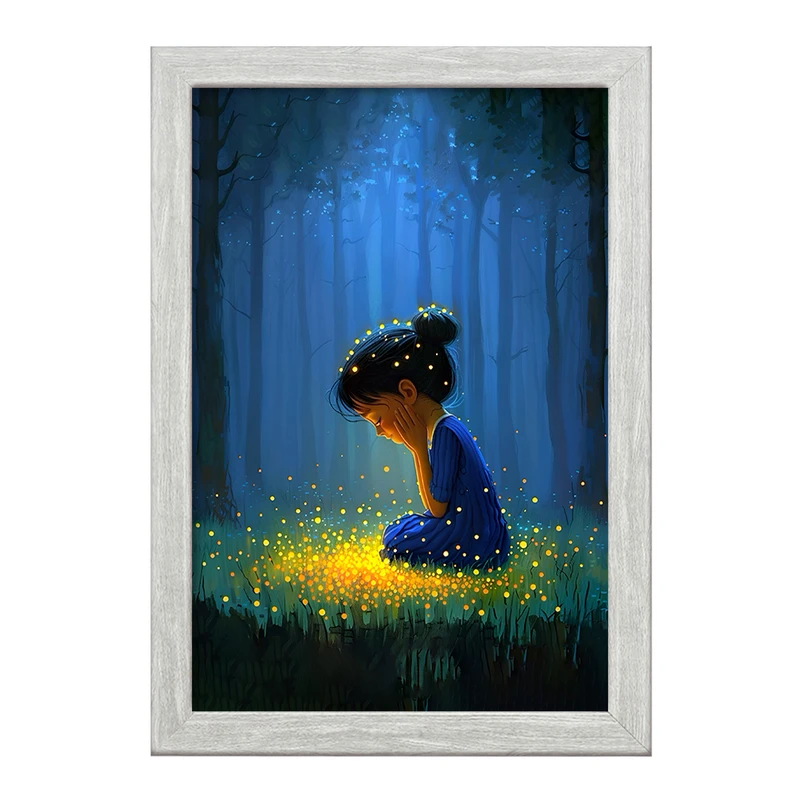 تابلو خندالو طرح دختر و کرم های شب تاب کد F8232