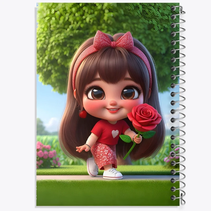 دفتر طراحی 50 برگ خندالو طرح دخترانه کیوت کد N4749