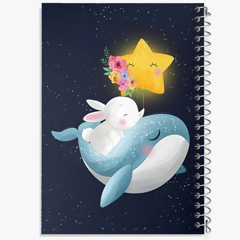 دفتر مشق 100 برگ خندالو طرح وال و خرگوش کیوت کد F4924