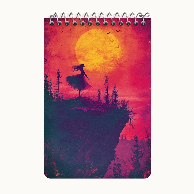 دفتر یادداشت 50 برگ خندالو طرح دختر و غروب کد F3052