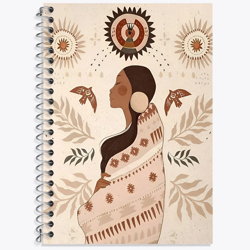 دفتر زبان دوخط 50 برگ خندالو طرح زن سرخپوست کد F4653