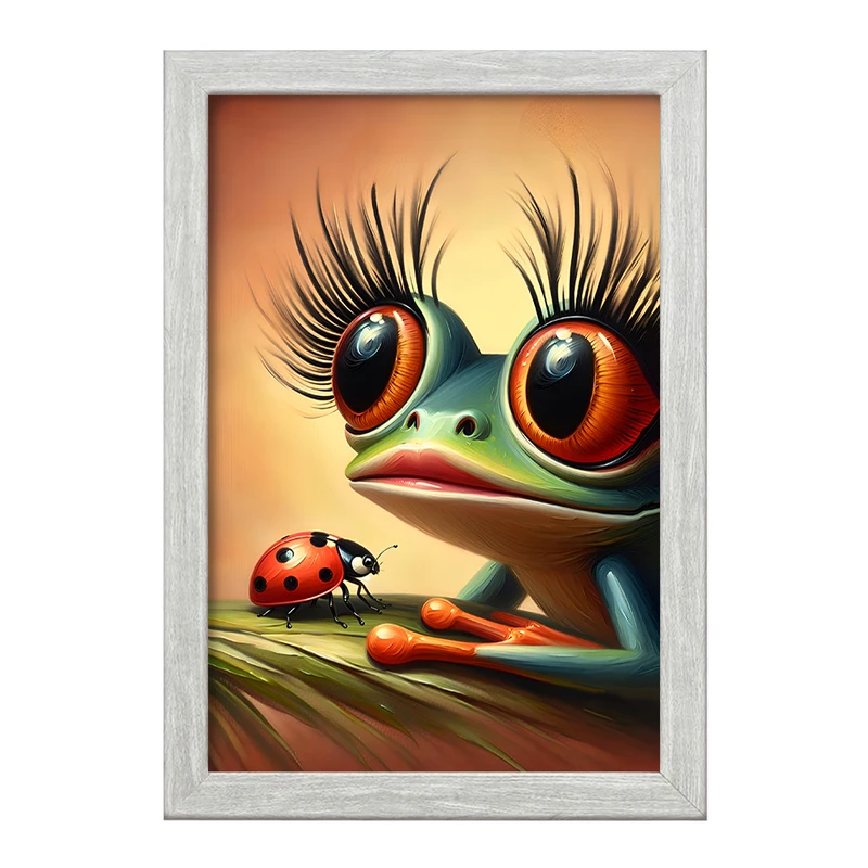 تابلو خندالو طرح قورباغه و کفشدوزک کد F11618