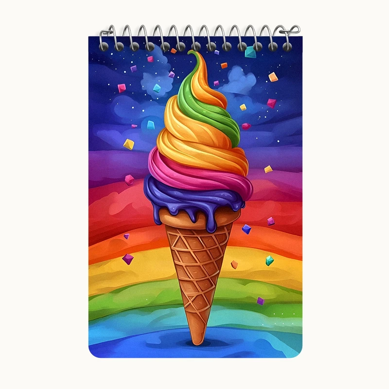 دفتر یادداشت 50 برگ خندالو طرح بستنی رنگی رنگی کد F9849