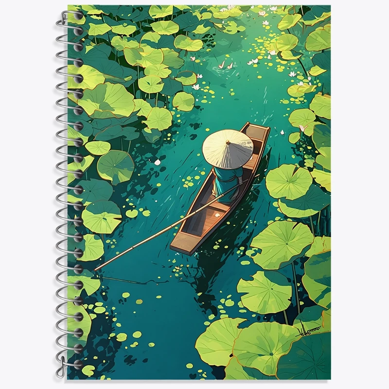 دفتر لغت 50 برگ خندالو طرح تالاب نیلوفر کد F3653