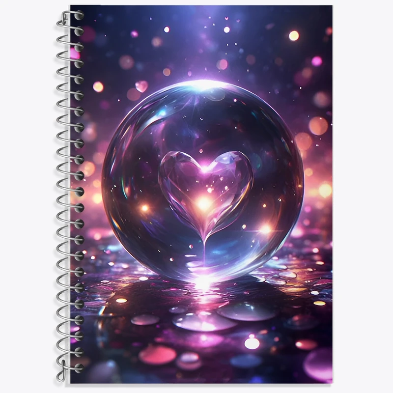 دفتر زبان 50 برگ خندالو مدل سه خط طرح قلب شیشه ای کد F8556