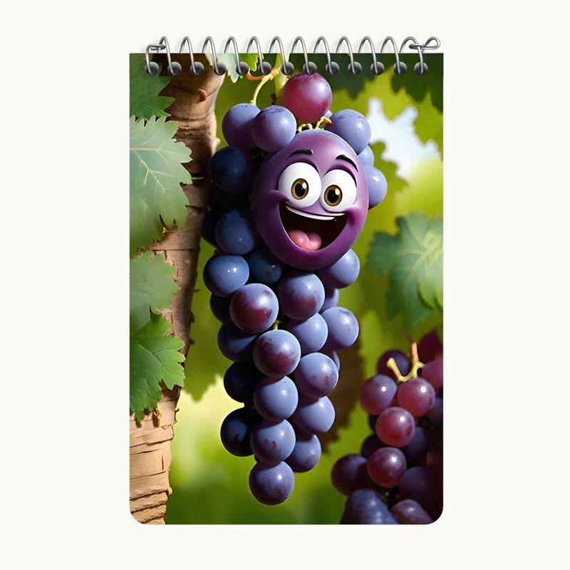 دفتر یادداشت 50 برگ خندالو طرح انگور بامزه کد F7505