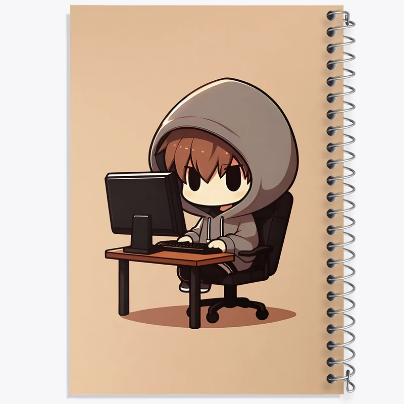 دفتر طراحی 50 برگ خندالو طرح هکر (Hacker) کد N6465