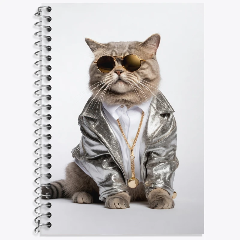 دفتر زبان 50 برگ خندالو مدل سه خط طرح گربه بامزه کد F3114