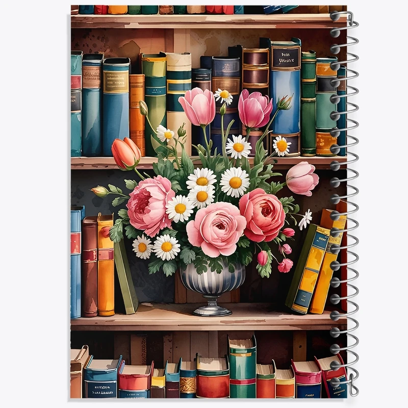 دفتر شطرنجی 50 برگ خندالو طرح کتابخوانه و گلدان گل کد F12659