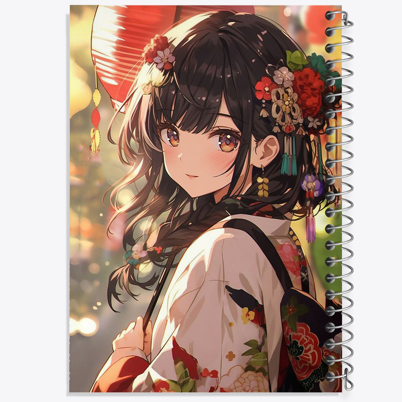 دفتر مشق 50 برگ خندالو طرح دختر انیمه ای کد F2968