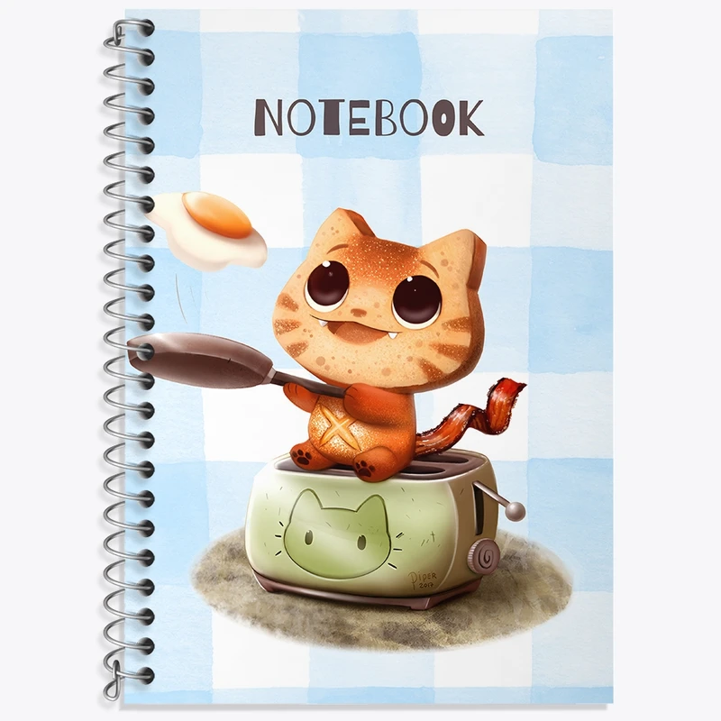 دفتر زبان 50 برگ خندالو مدل سه خط طرح گربه بامزه کد N6533