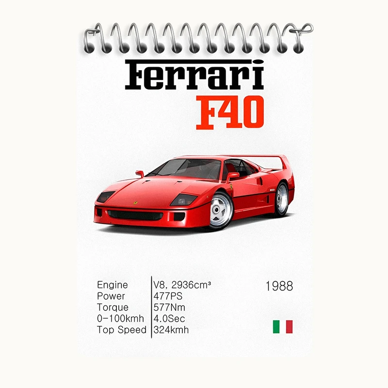 دفتر یادداشت 50 برگ خندالو طرح فراری (Ferrari F40) کد N7512
