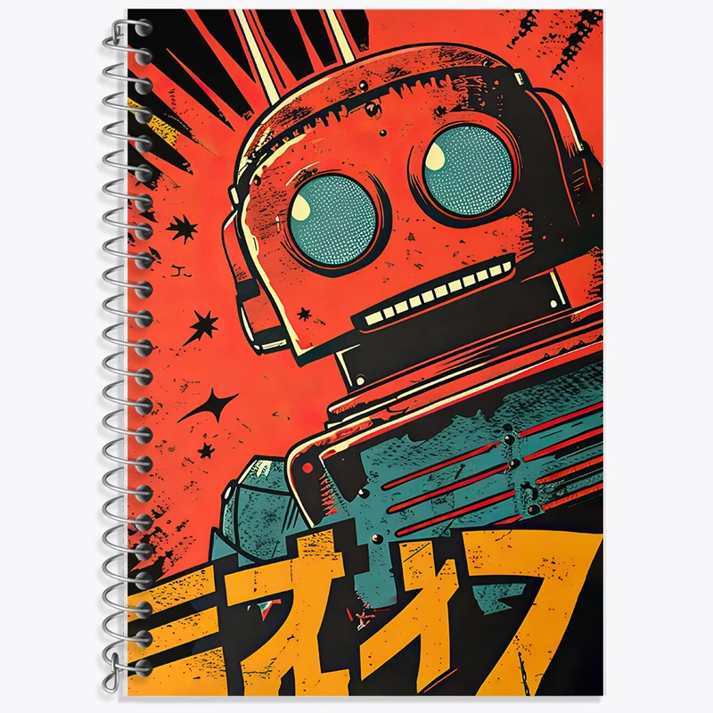 دفتر زبان 50 برگ خندالو مدل دو خط طرح ربات کد F10546