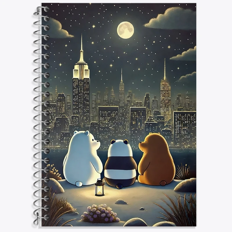 دفتر زبان 50 برگ خندالو مدل سه خط طرح سه خرس کله پوک کد F8755