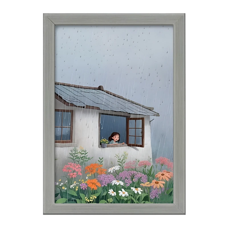 تابلو خندالو طرح دختر و خانه روستایی کد F11114