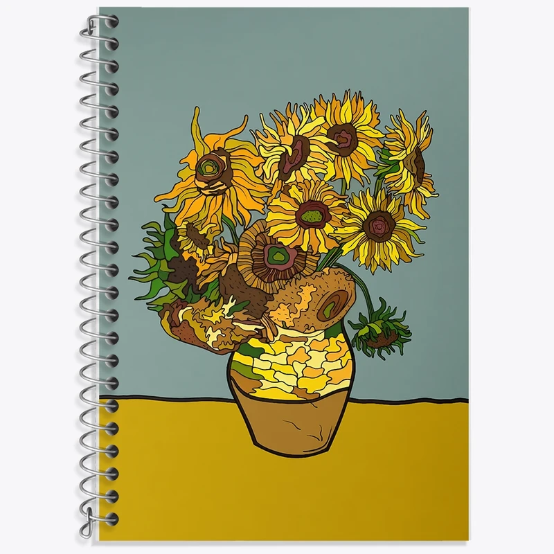 دفتر لغت 50 برگ خندالو طرح گلدان آفتابگردان ونسان ونگوگ کد F12839