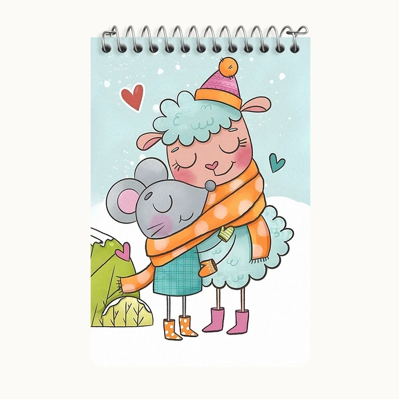 دفتر یادداشت 50 برگ خندالو طرح گوسفند و موش کیوت کد F8358