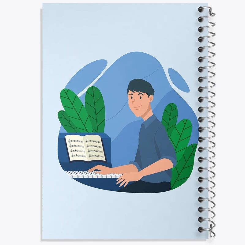 دفتر ژورنال نویسی 50 برگ خندالو مدل نقطه ای طرح نوازنده کد F3644