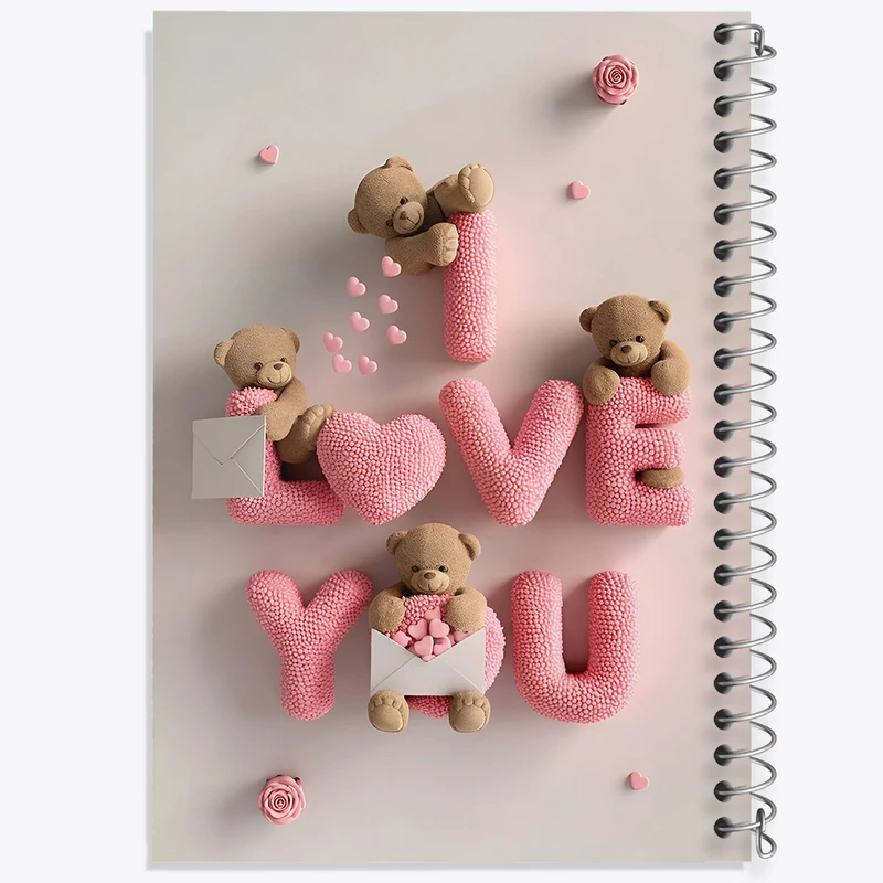 دفتر مشق 100 برگ خندالو طرح خرس عاشقانه کد N8506