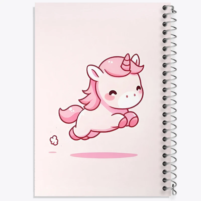 دفتر طراحی 50 برگ خندالو طرح اسب تک شاخ کیوت کد N2959