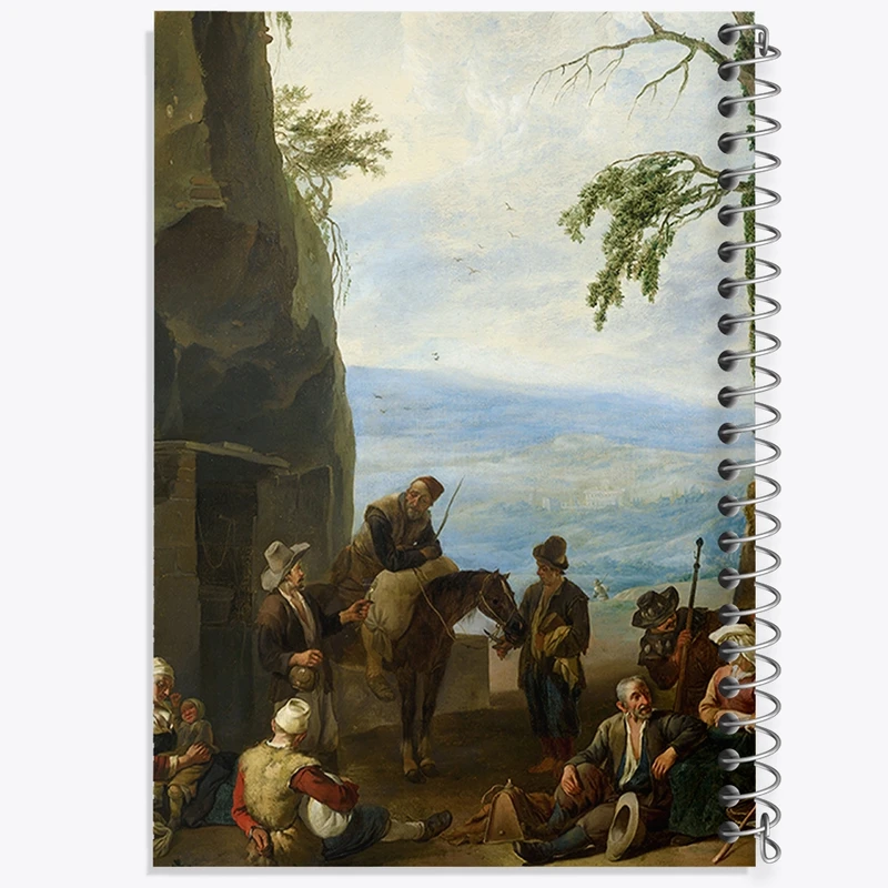 دفتر طراحی 50 برگ خندالو طرح نقاشی دهقانان در حال استراحت اثر یوهانس لینگلباخ کد F12402