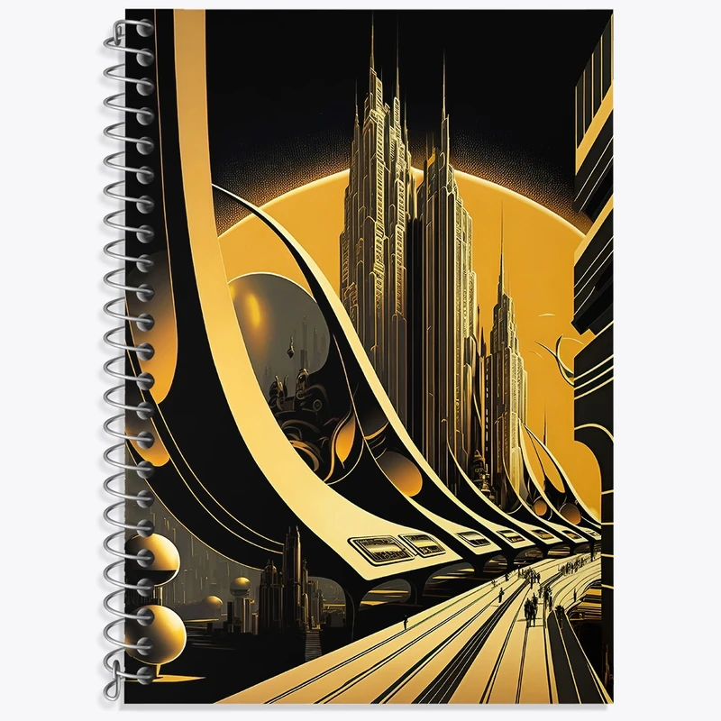 دفتر زبان 50 برگ خندالو مدل سه خط طرح شهر مدرن کد F4703