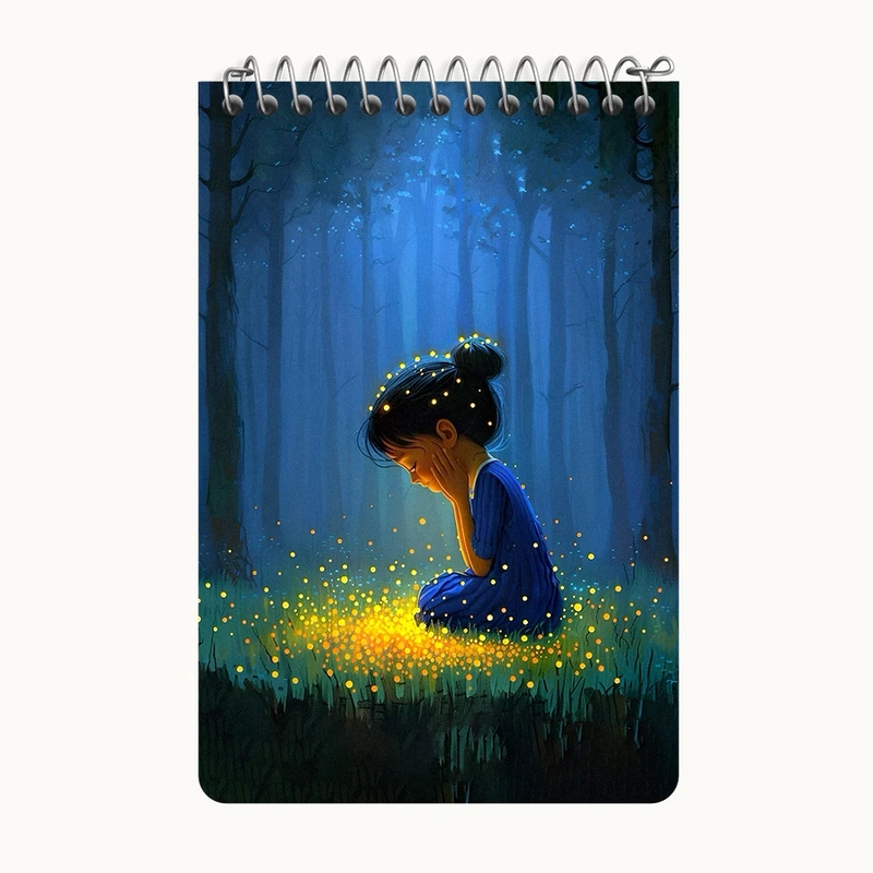 دفتر یادداشت 50 برگ خندالو طرح دختر و کرم های شب تاب کد F8232