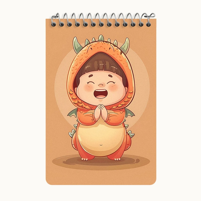 دفتر یادداشت 50 برگ خندالو طرح دختر اژدهایی کیوت کد F7412