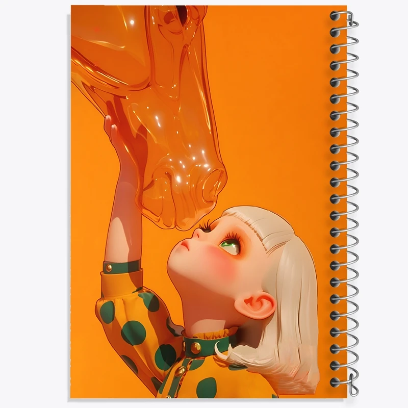 دفتر شطرنجی 50 برگ خندالو طرح دختر و اسب شیشه ای کد F10533