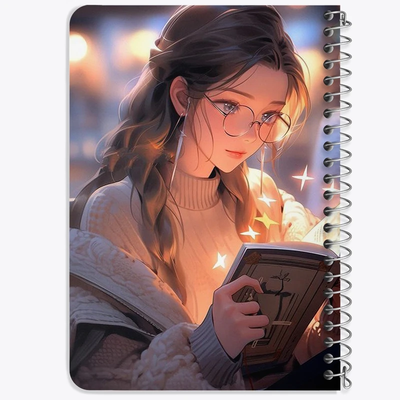 دفتر یادداشت 50 برگ خندالو طرح دختر و کتاب کد F3127