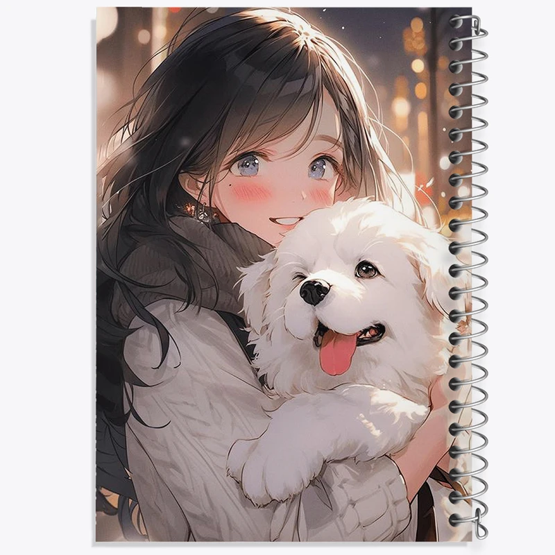 دفتر مشق 50 برگ خندالو طرح دختر و سگ کد F2971