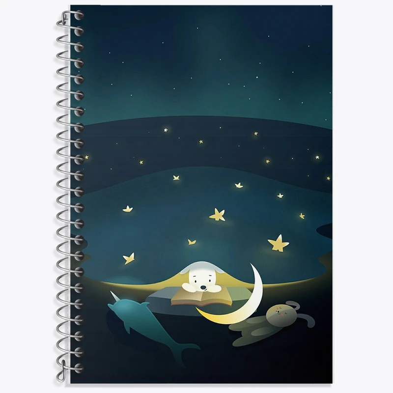 دفتر زبان 50 برگ خندالو مدل سه خط طرح سگ کتابخوان کد F8829