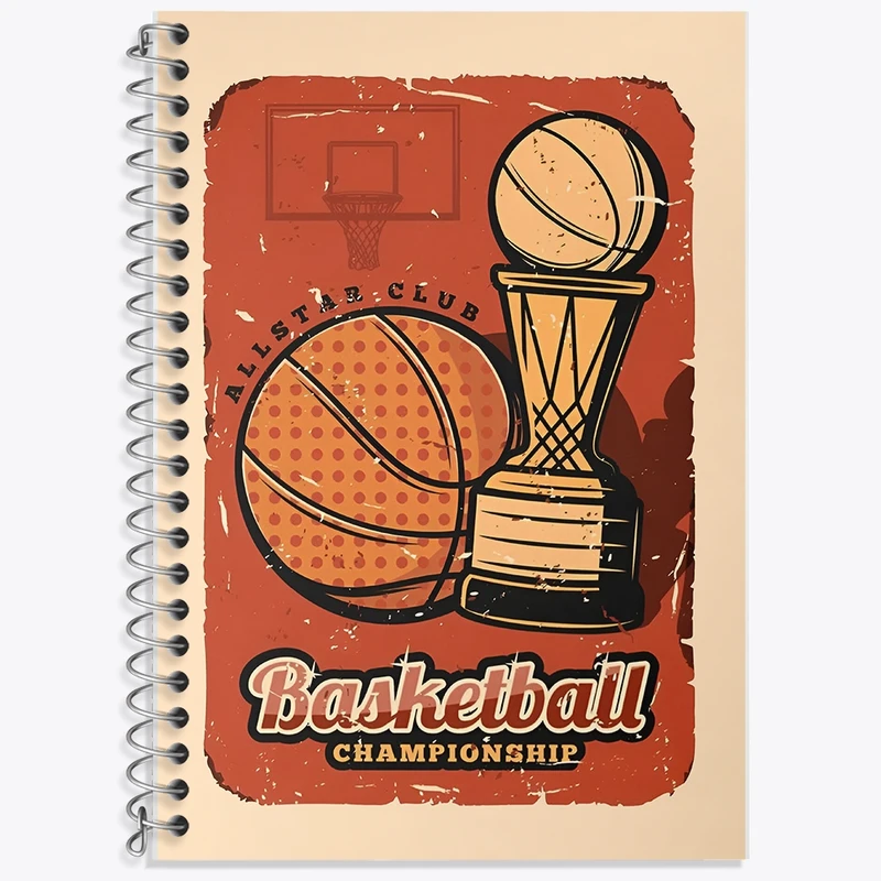 دفتر زبان 50 برگ خندالو مدل سه خط طرح بسکتبال (Basketball) کد F14250