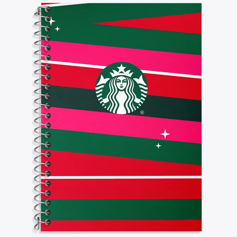 دفتر زبان دوخط 50 برگ خندالو طرح پترن استارباکس کد N7630