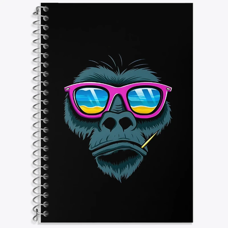 دفتر زبان 50 برگ خندالو مدل سه خط طرح گوریل کد F8867