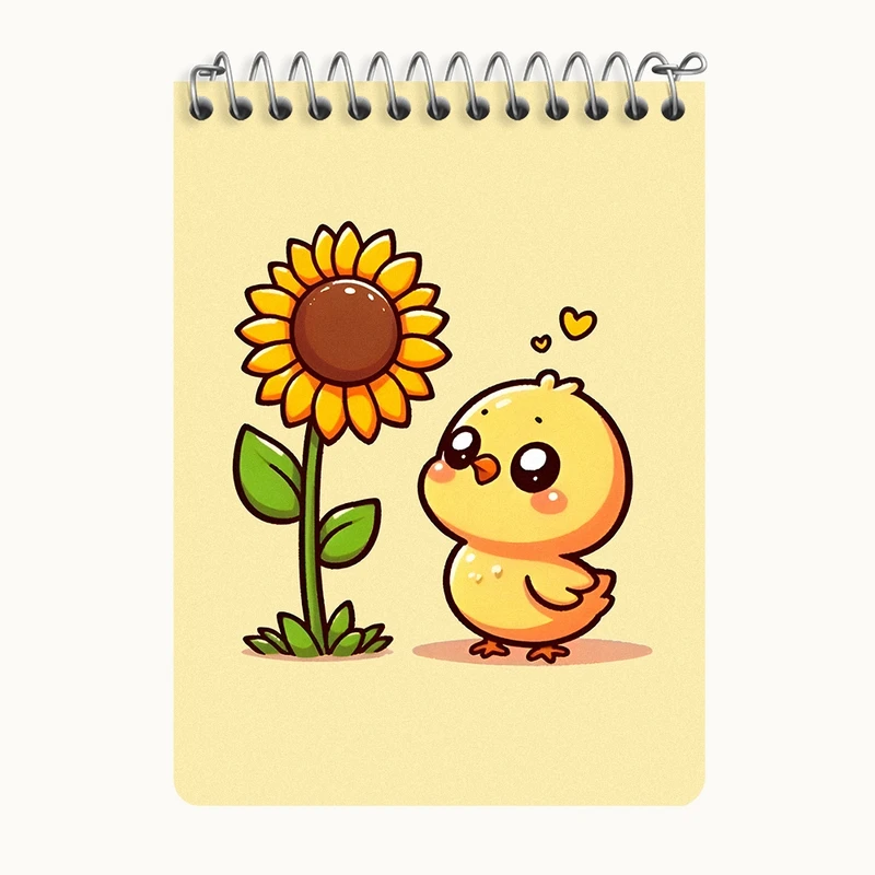 دفتر یادداشت 50 برگ خندالو طرح جوجه و گل آفتابگردان کد N6677