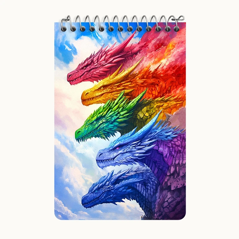 دفتر یادداشت 50 برگ خندالو طرح اژدهای رنگی کد F12093