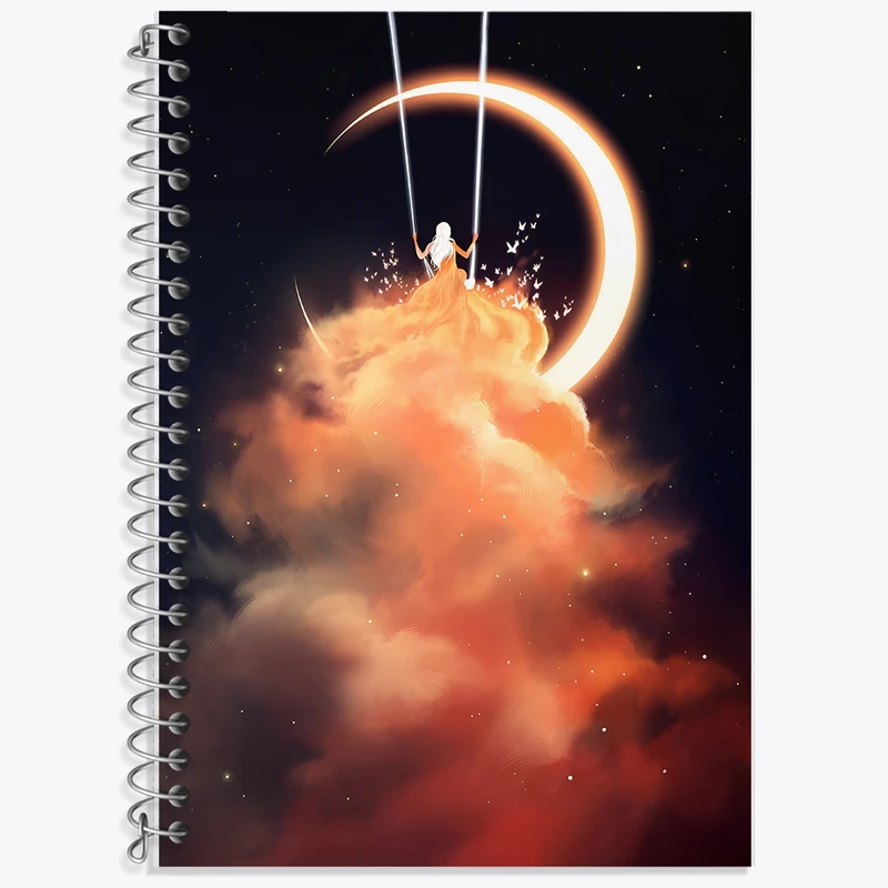 دفتر لغت 50 برگ خندالو طرح دختر و ماه کد F9535