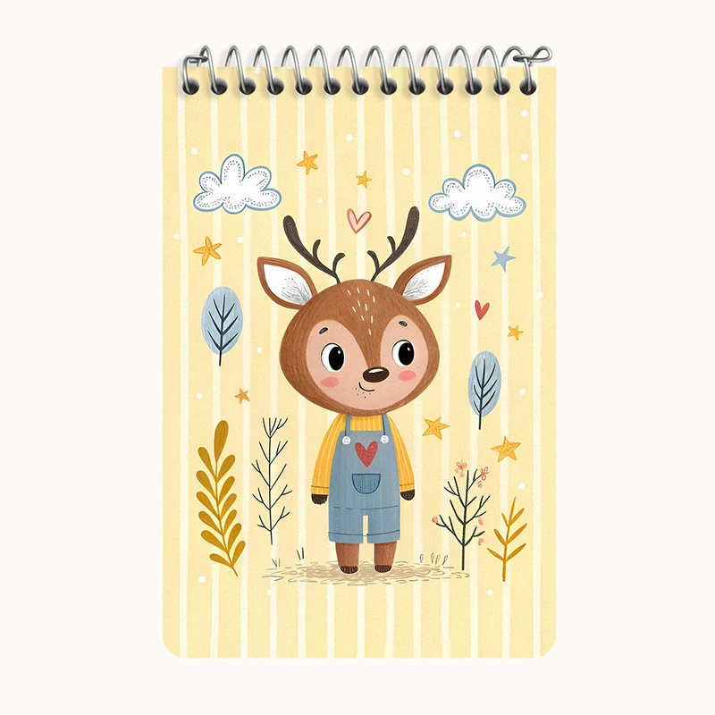 دفتر یادداشت 50 برگ خندالو طرح گوزن بامزه کد F8049