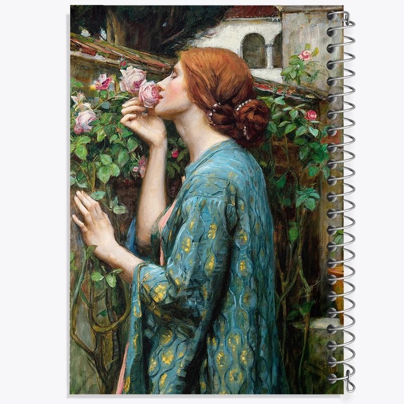 دفتر شطرنجی 50 برگ خندالو طرح نقاشی روح گل سرخ اثر جان ویلیام واترهاوس کد F12404