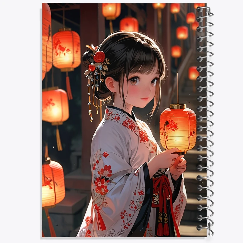 دفتر ژورنال نویسی 50 برگ خندالو مدل نقطه ای طرح دختر ژاپنی کد F12608