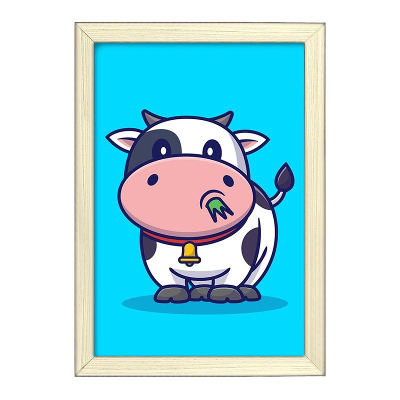 تابلو خندالو طرح  حیوانات بامزه گاو کد 25436